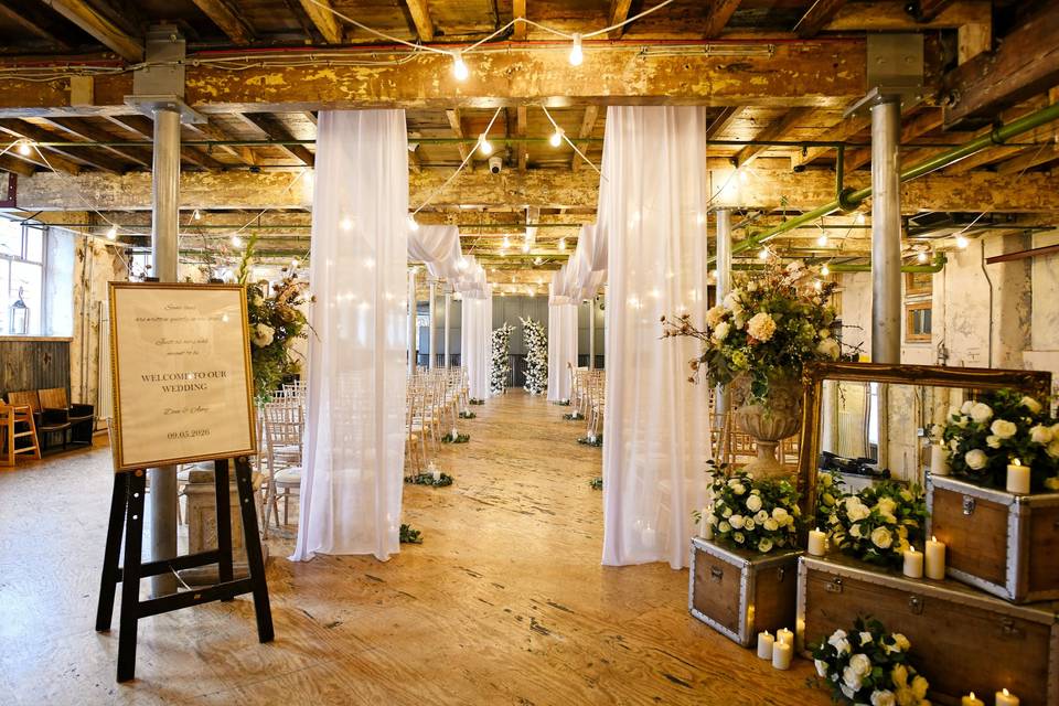 Holmes Mill wedding draping