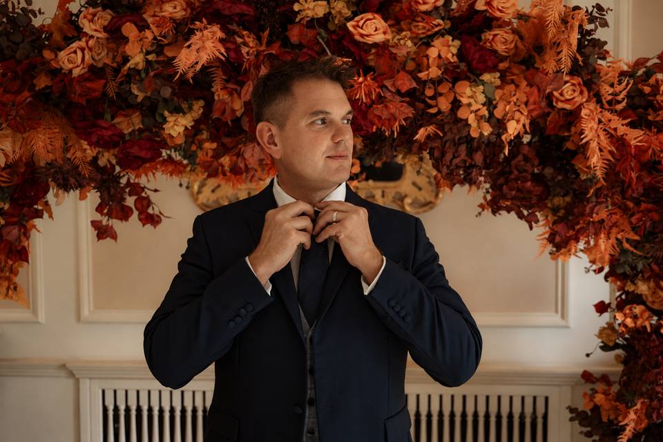 Bowcliffe Hall autumn groom