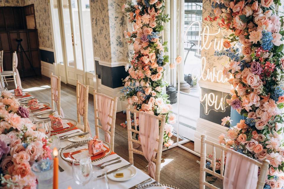 Rushpool Hall wedding set up