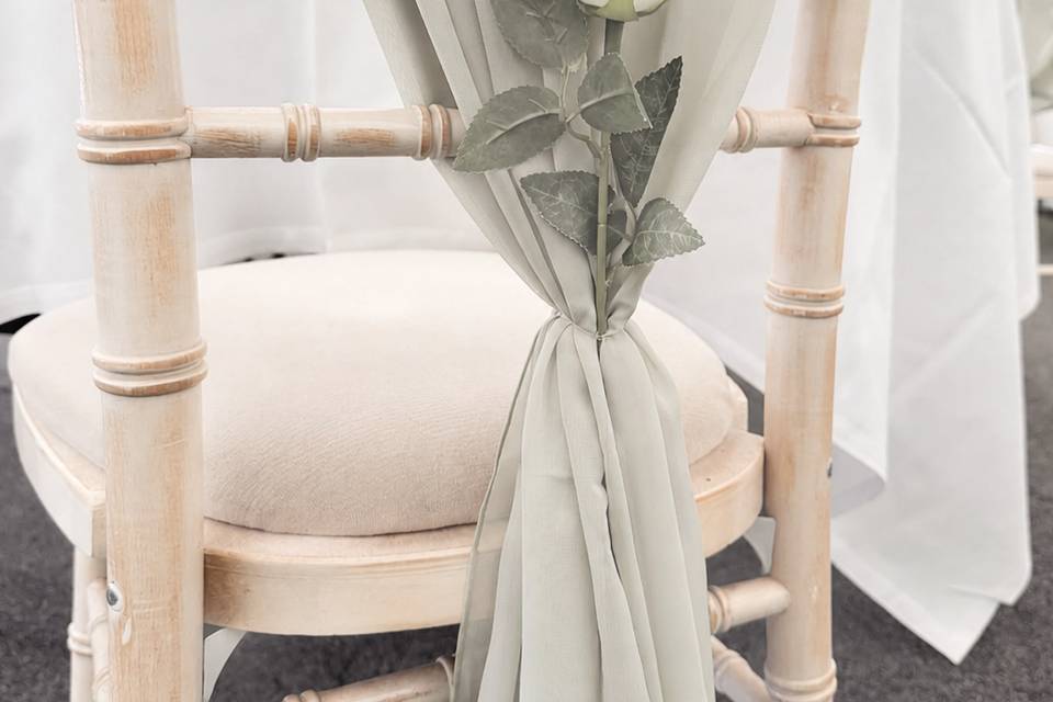 Sage chiffons & white roses