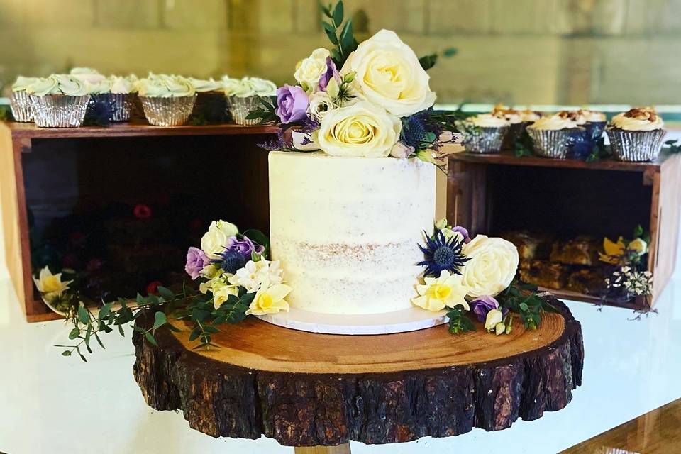 Delicious cake with florals