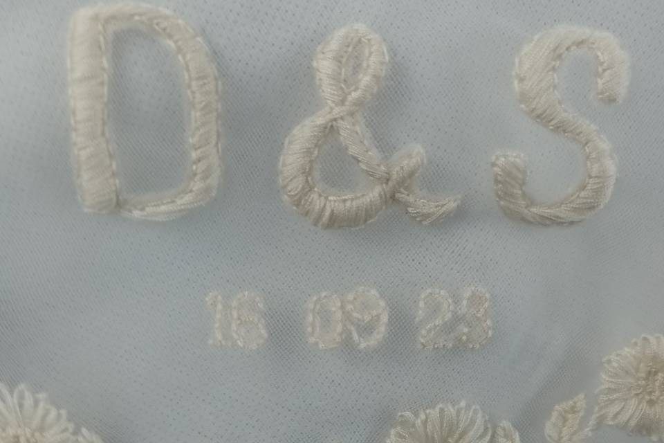 Hand embroidered veil