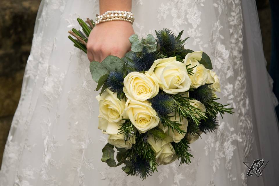 Bride's dress and flowers