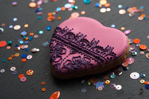 Intricate heart shaped cookies