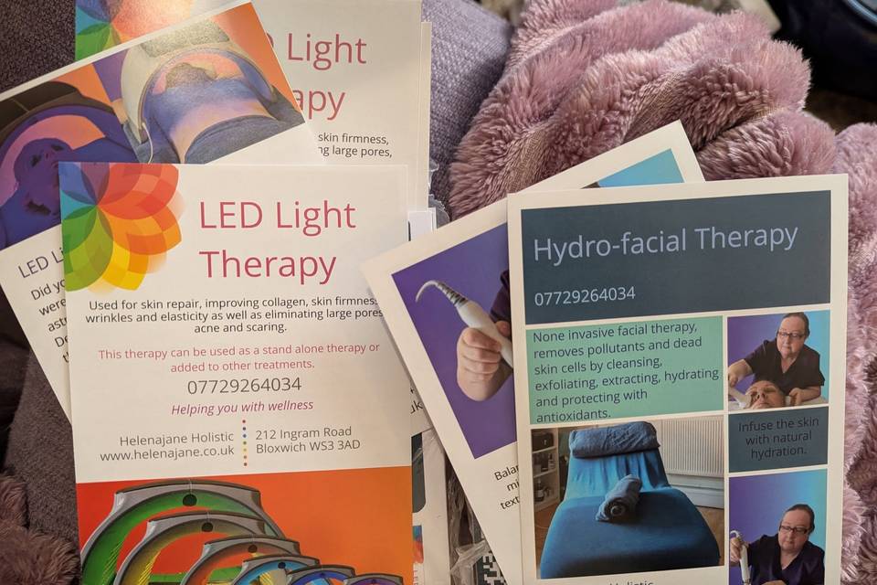 Assorted flyers for therapies
