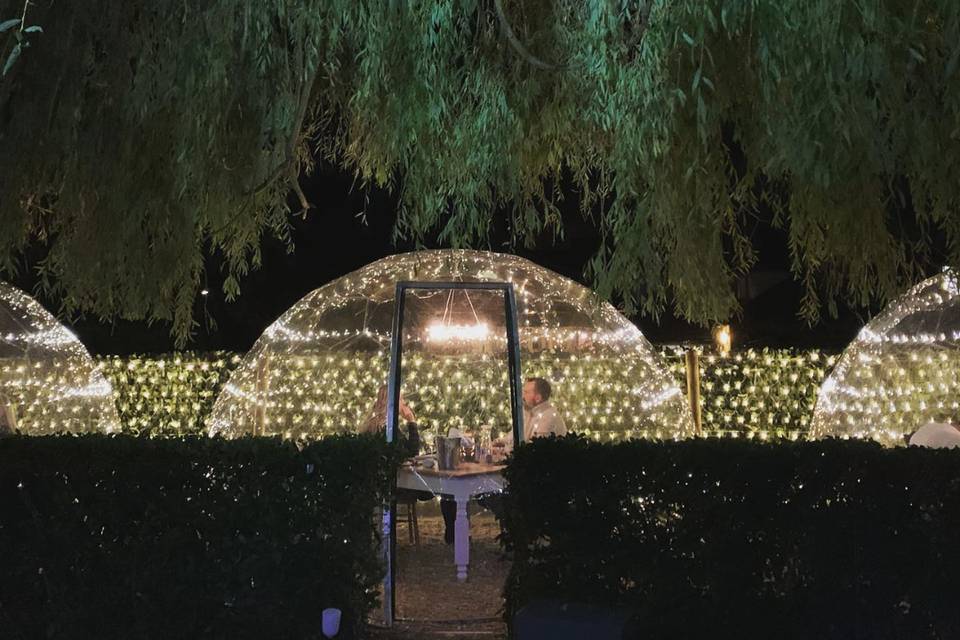 Fairy lit dining domes