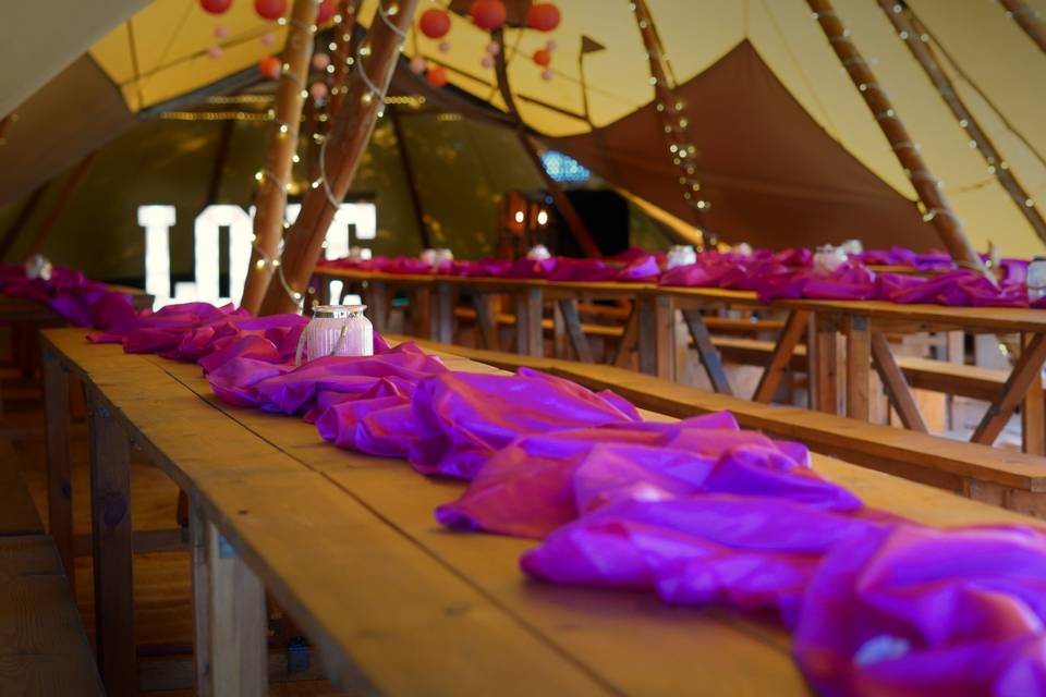 Inside the Tipis