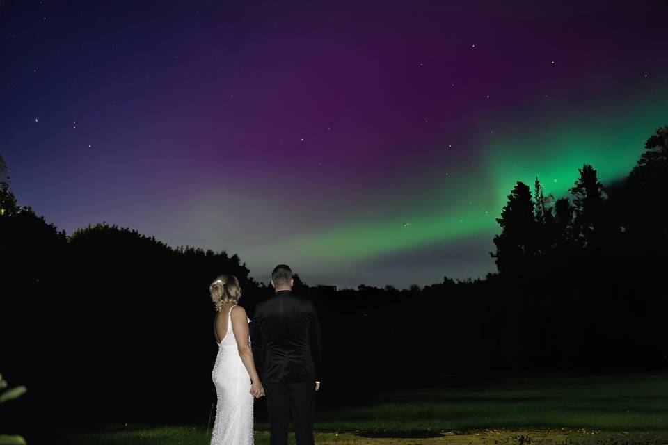 Wedding and the northern lights