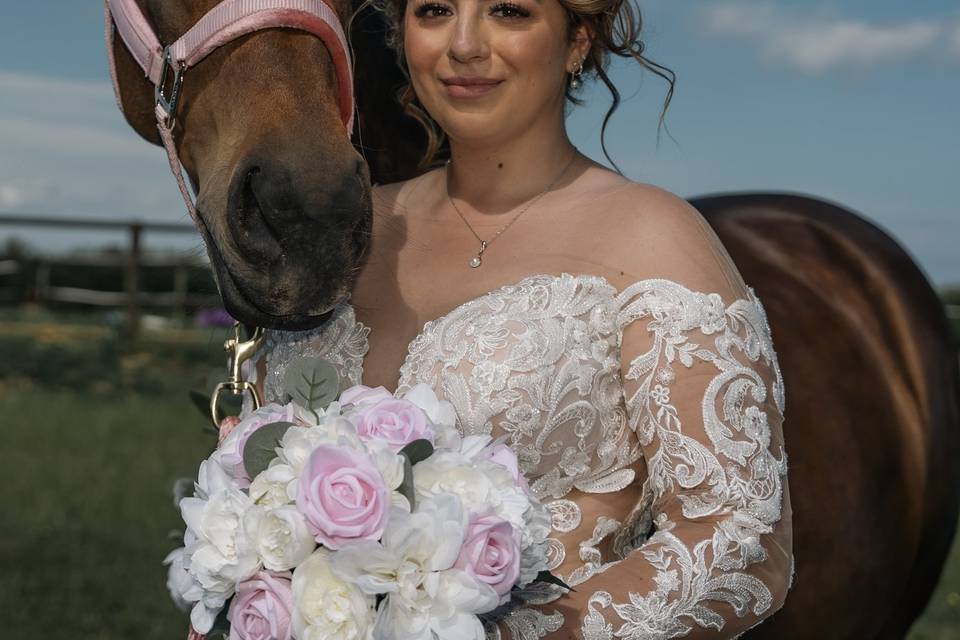 Bride with her horse