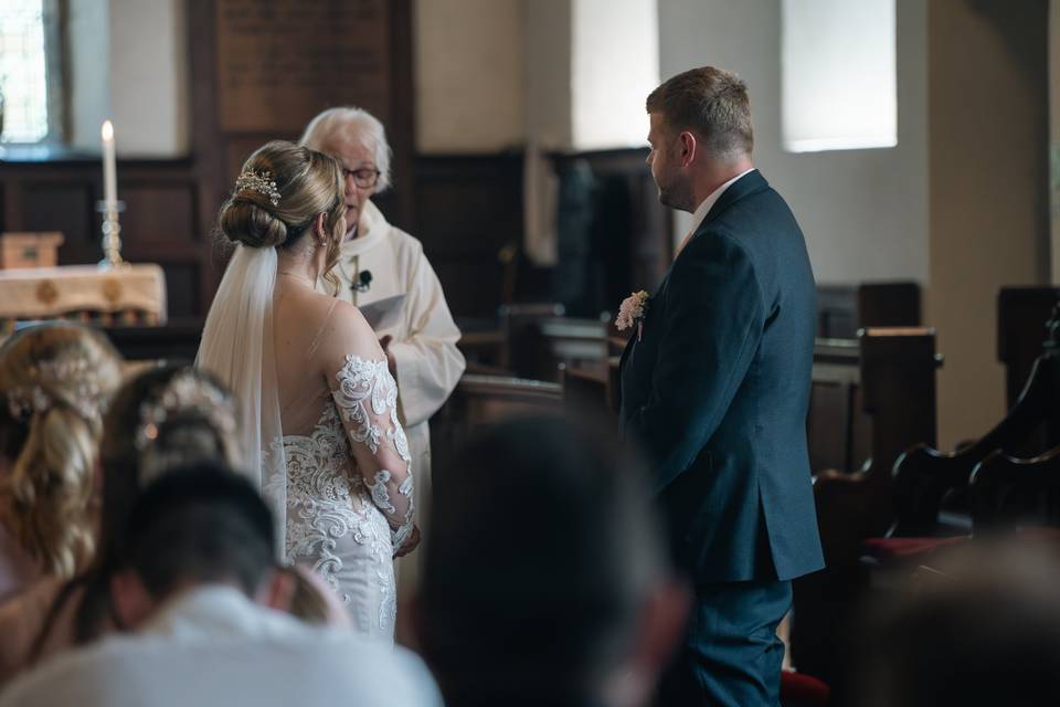 Bride and groom at the church