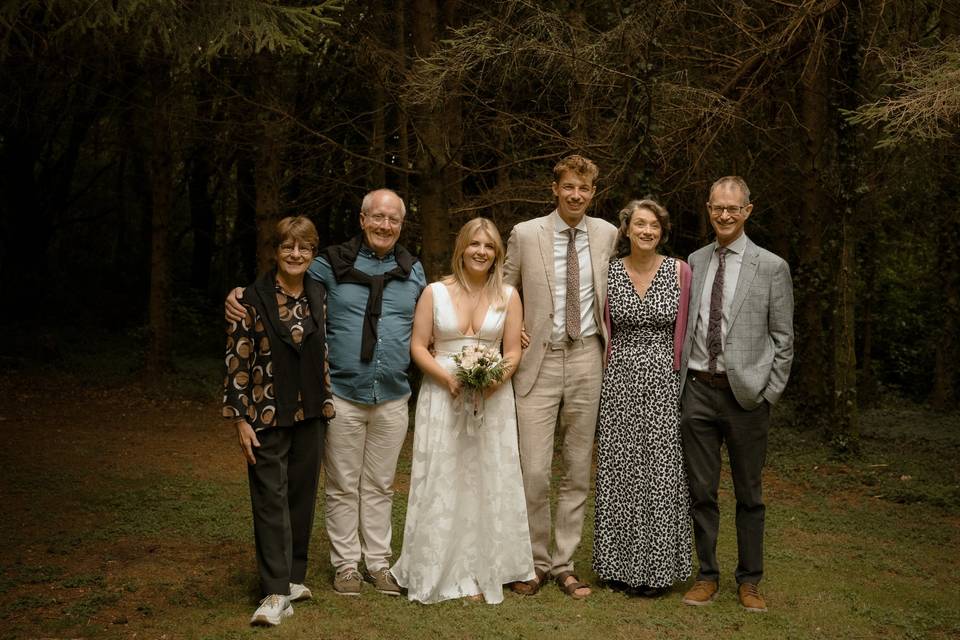 Group photo in forest