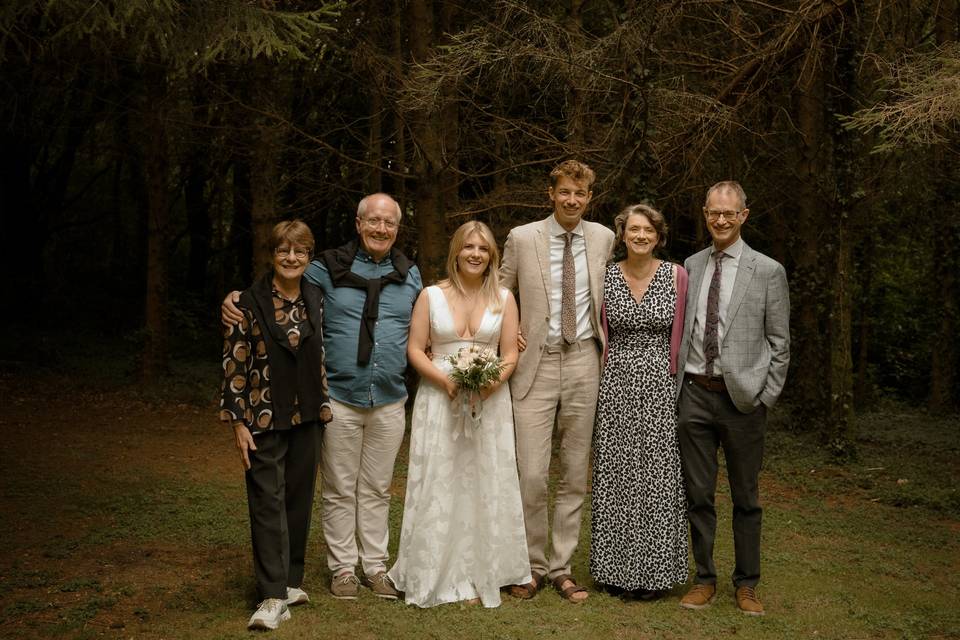 Group photo in forest