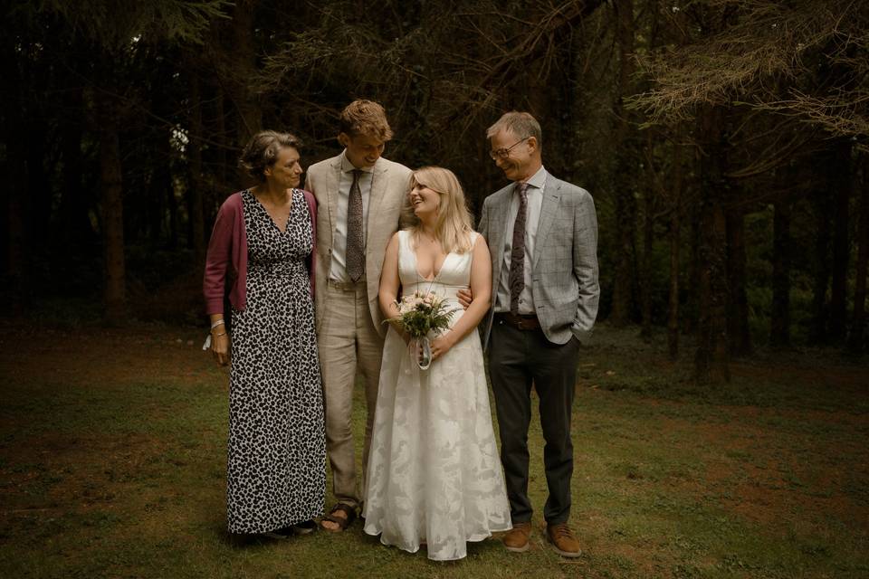 Group photo in forest