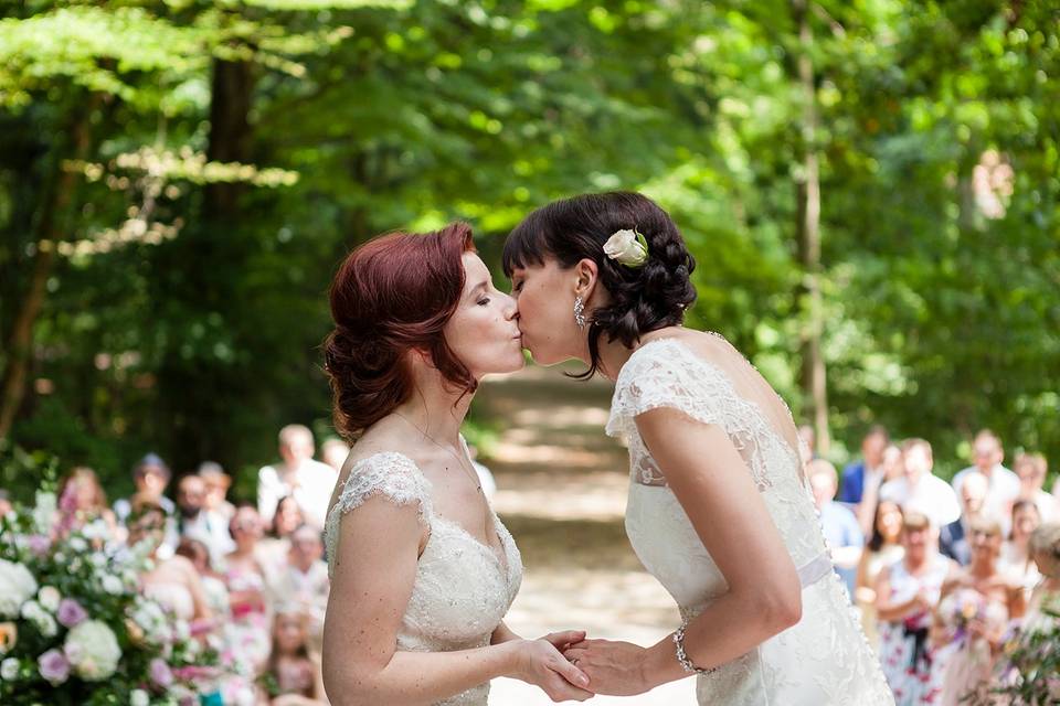 Two Brides woodland wedding