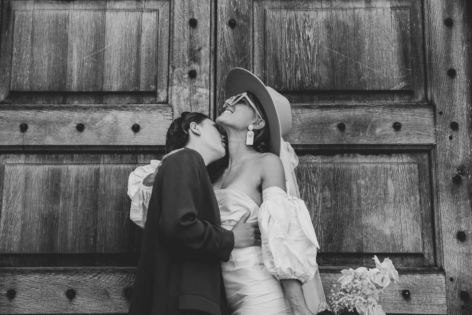 Two Brides B/W photo