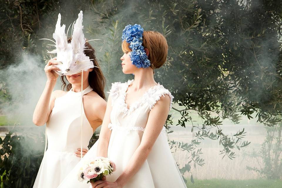 Two Brides and animal mask