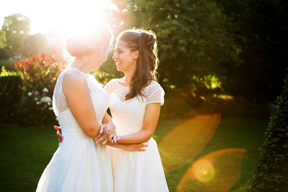 Two Brides at sunset