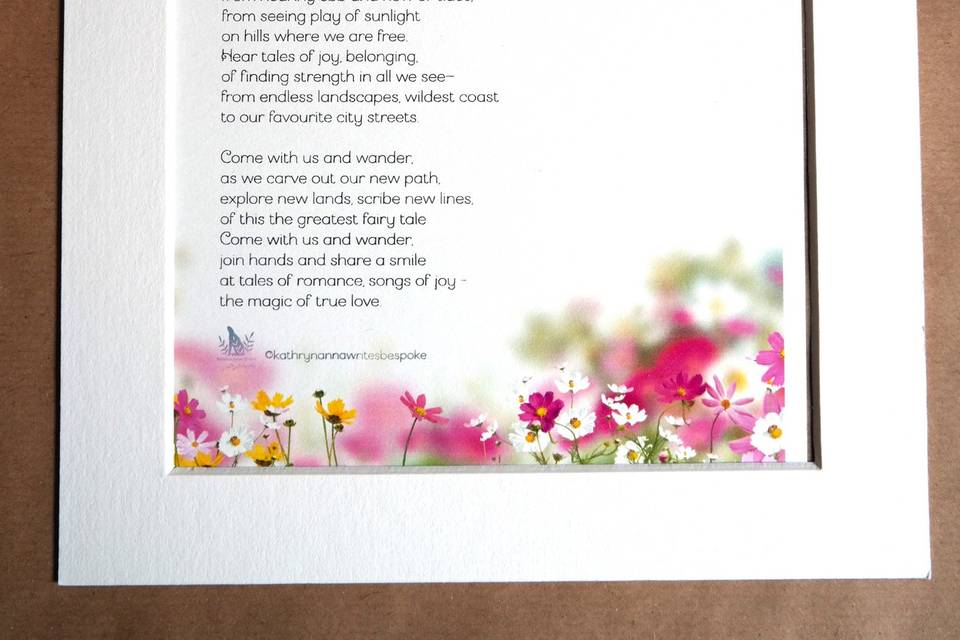 Personalised poetry print