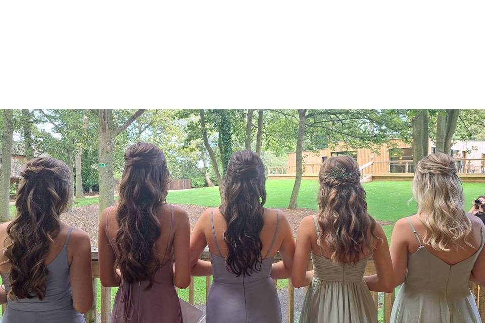 Bridesmaids waves hair half up