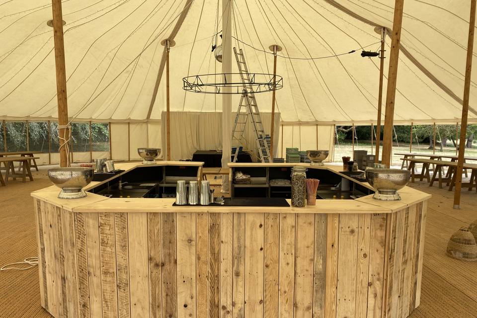 Rustic wooden bar