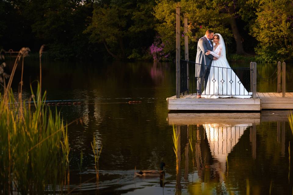 Sunset couple portrait by the