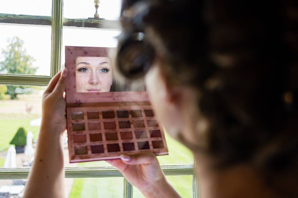 Bride prep at Chilston Park