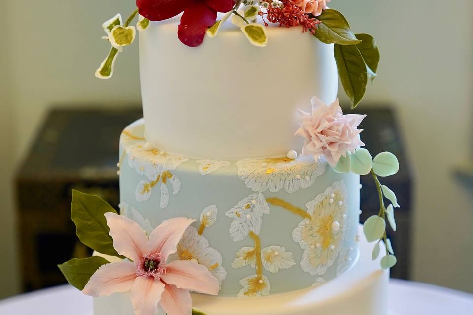 Painted wedding cake