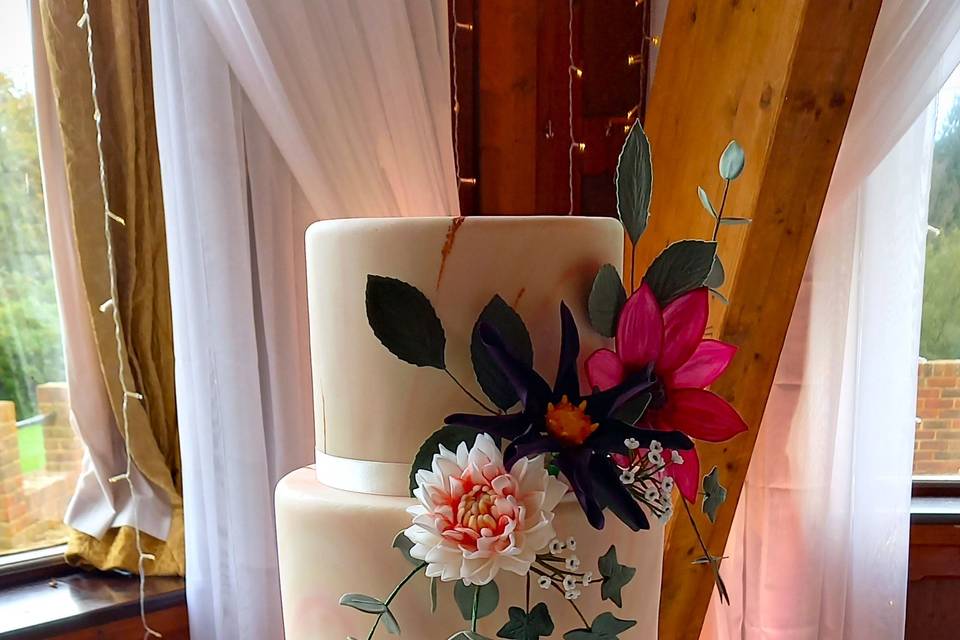 Dahlia wedding cake