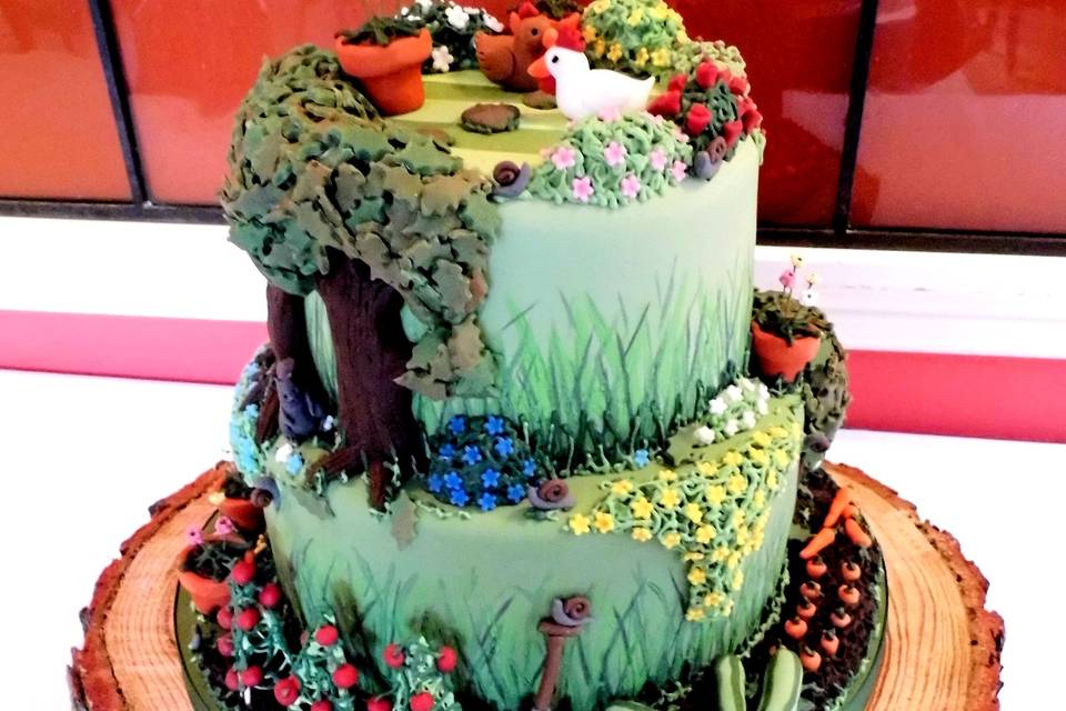 Garden wedding cake