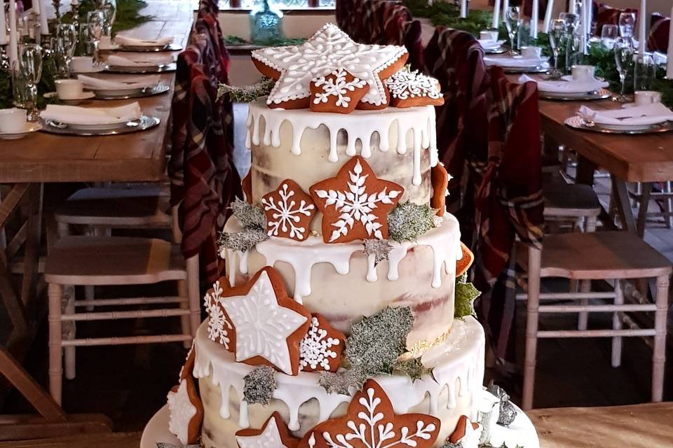 Naked snowflakes on cake