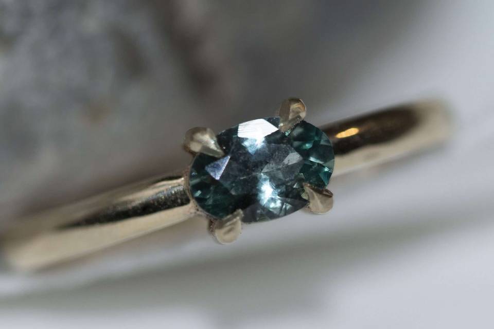 Montana teal sapphire ring