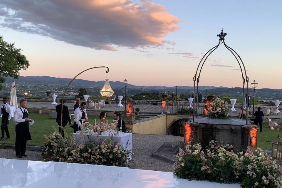 Dinner with a Tuscan sunset