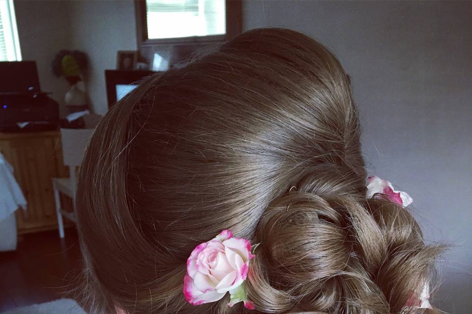 Floral hair updo