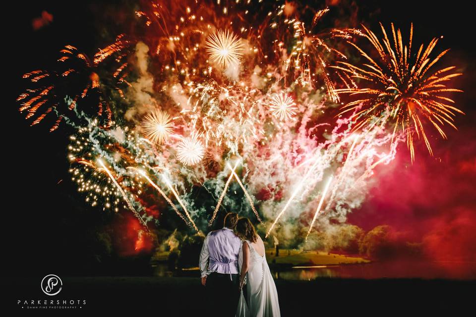 Couple with fireworks
