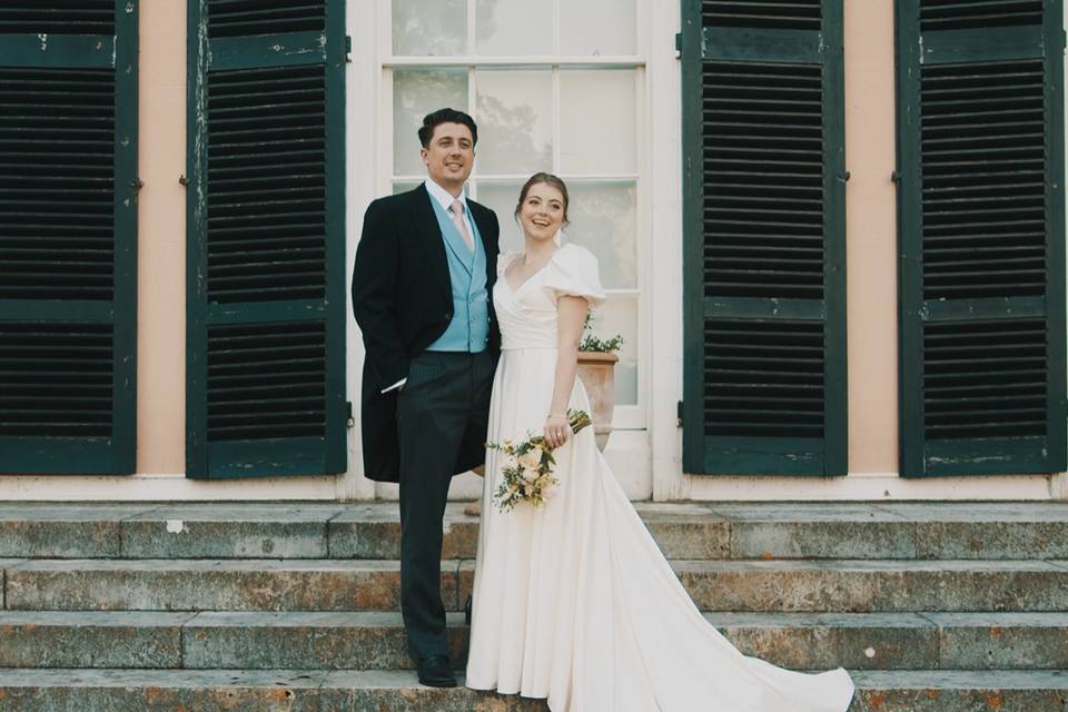 Bride and Groom on the steps
