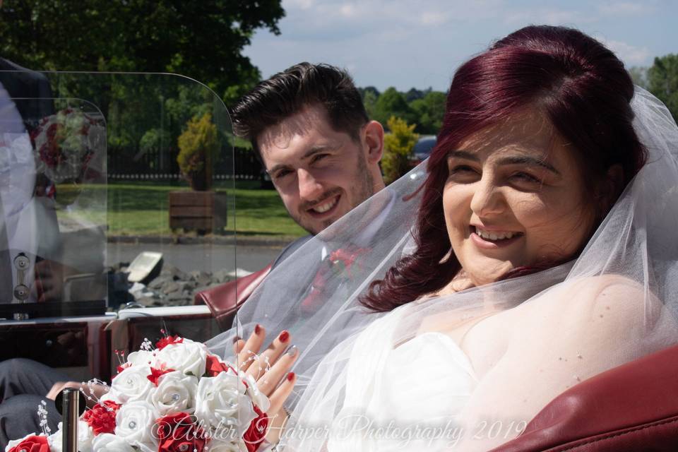 Bride in the car