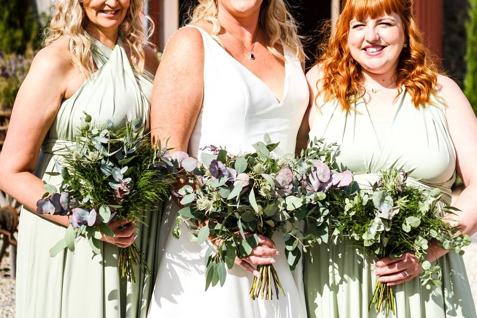 Bride with bridesmaids