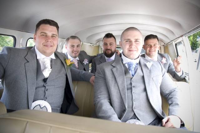 Grooms party in vw van