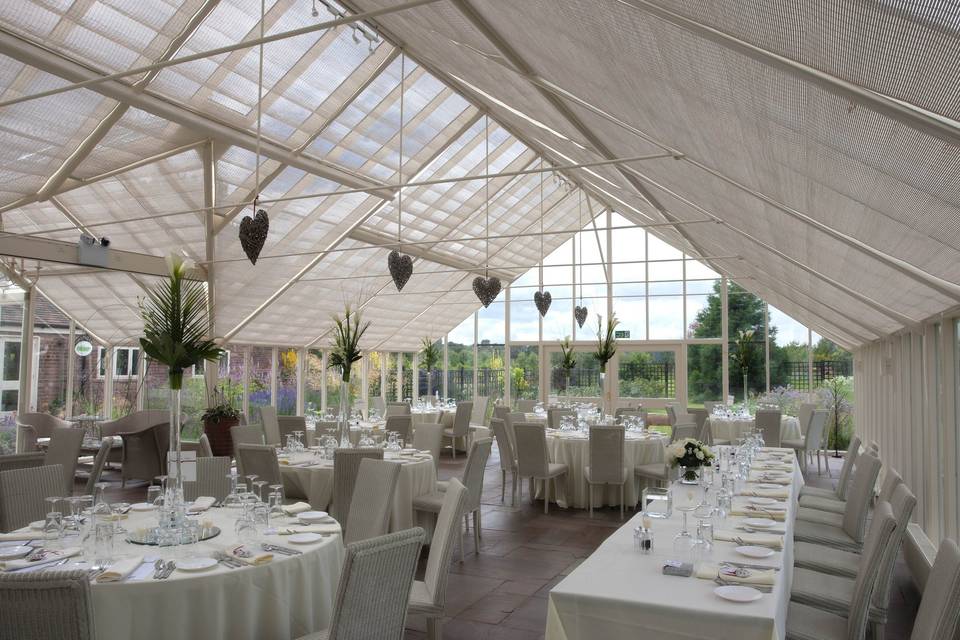 Wedding breakfast in the glasshouse