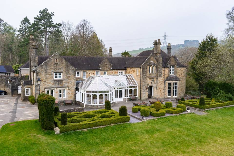 Aerial view of Bryngarw House