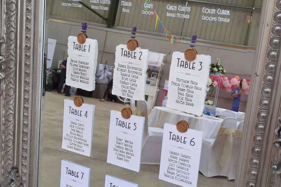 WelcomeSigns and Table Plans