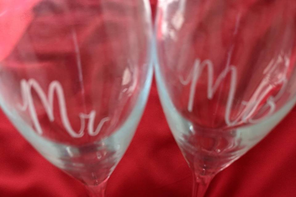 Engraved champagne glass