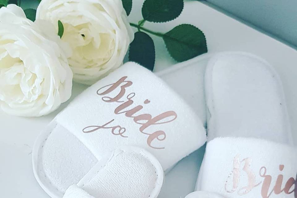 Wedding day spa slippers