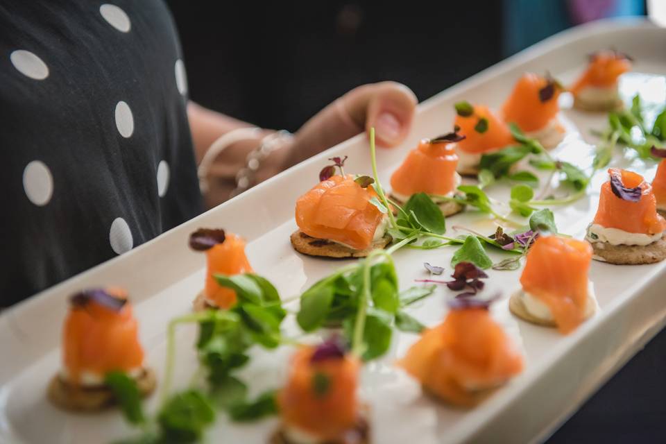 Pink food canapes