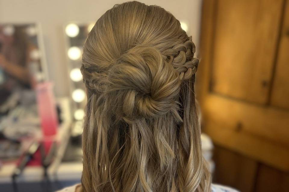 Double braids into a messy bun