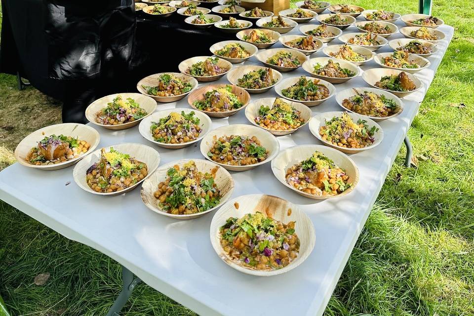 Samosa chaat for 150 people