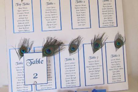 Peacock feather tableplan