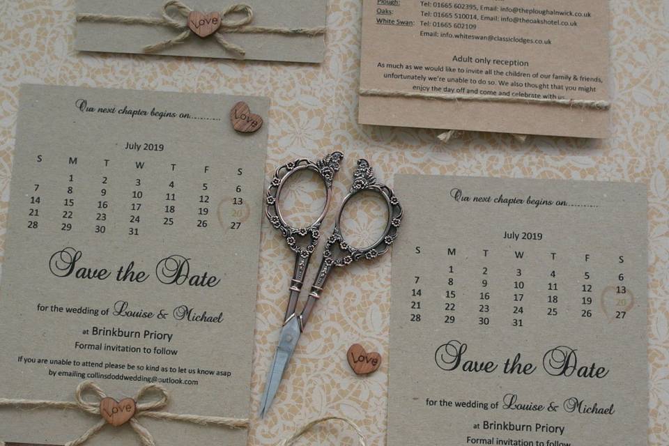 Rustic save the dates