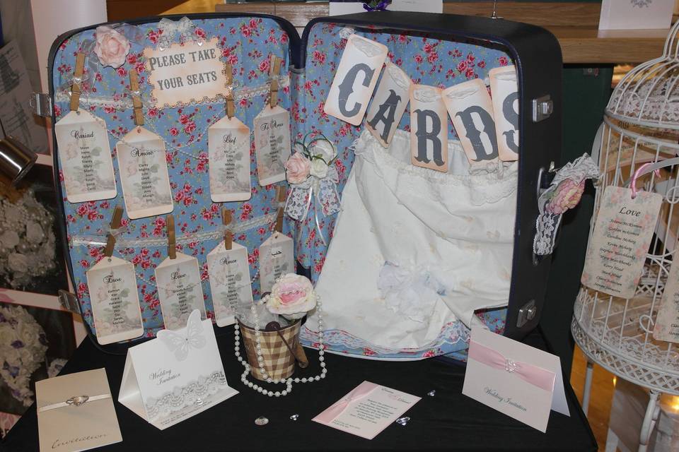 Suitcase tableplan & post sack