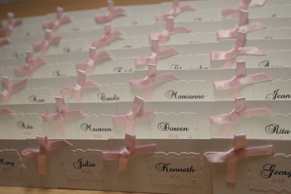Pink place cards